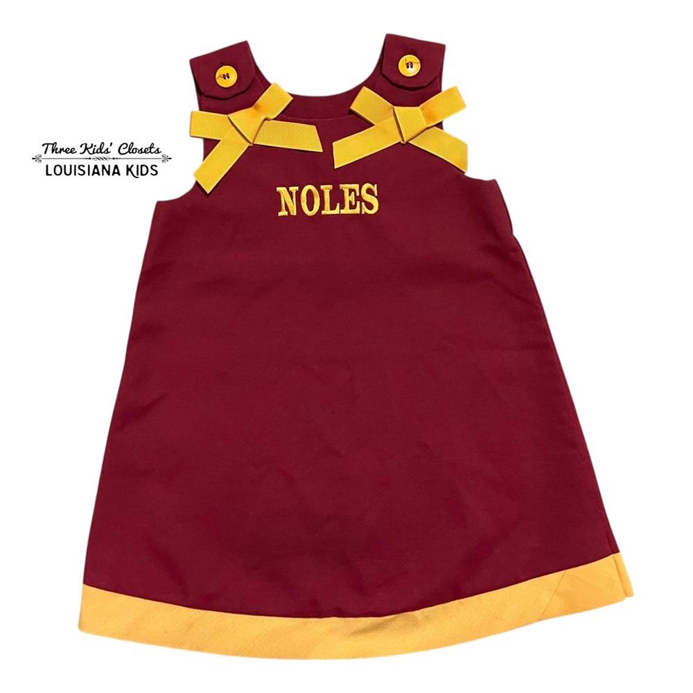 Handmade 5Y Maroon & Gold Florida State University Seminoles Jumper Dress